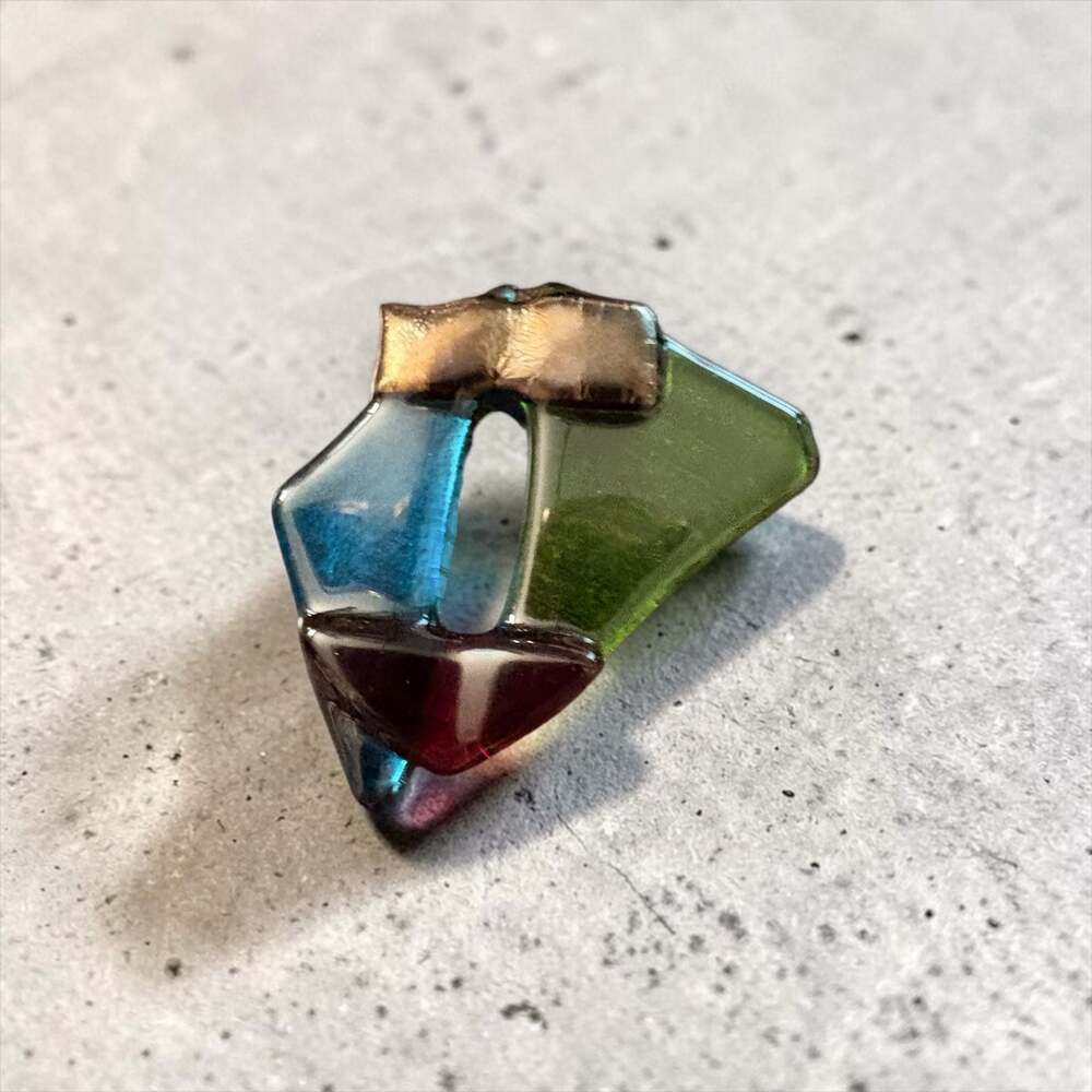 Handmade Abstract Modernist Fused Glass Brooch